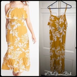 🆕 Old Navy Yellow Tropical Maxi Dress Sz L